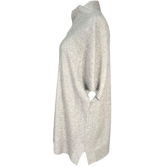 Isaac Mizrahi Live Cashmere Tunic XS/S Oversized Mock Neck Short Sleeve Gray - Picture 3 of 10
